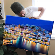 Reflection of European City Lights Framed Canvas Painting, Wall Art Prints - Ready to Hang